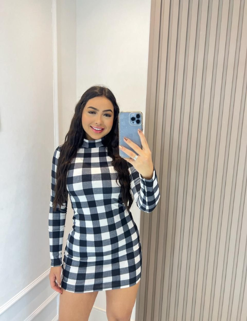 Vestido Xadrez – Manga Longa